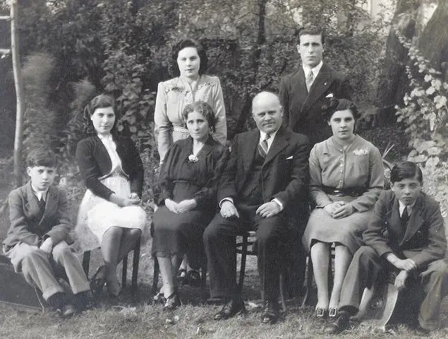 Carl and Mary in the garden with their children