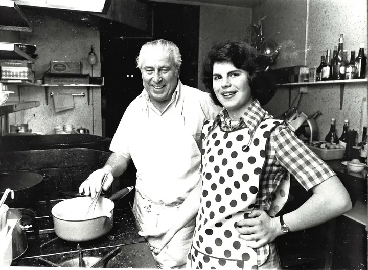 Johnny with his Daughter Jackie who worked in the Kitchen with him