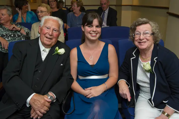 Johnny, Eileen and their GrandDaughter Natacha at Michele's Civil Partnership Ceremony to Majella Breen