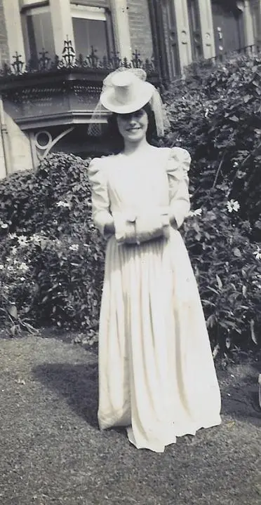 Maureen dressed for her sisters Sophie and Frances wedding