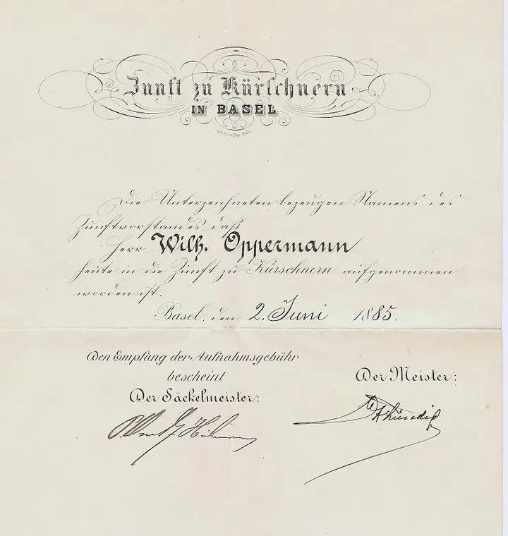 Admission Document 1885