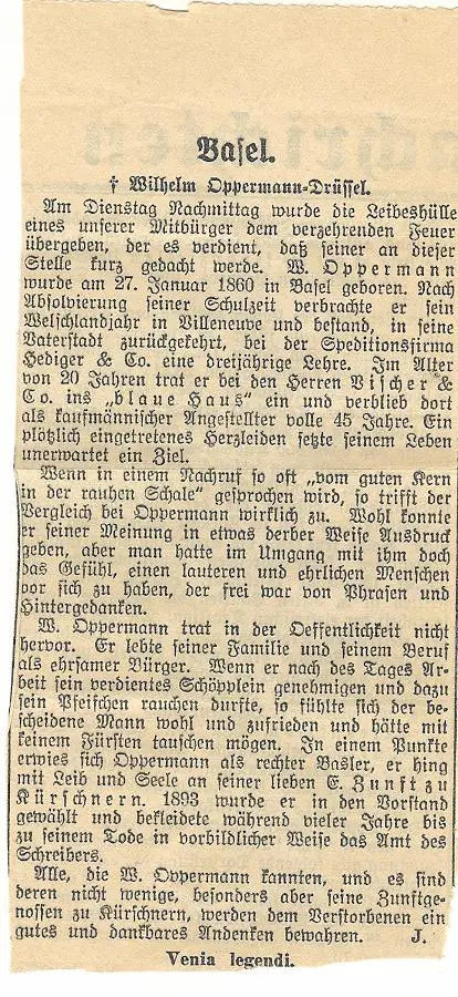 Death Notice Wilhelm Oppermann